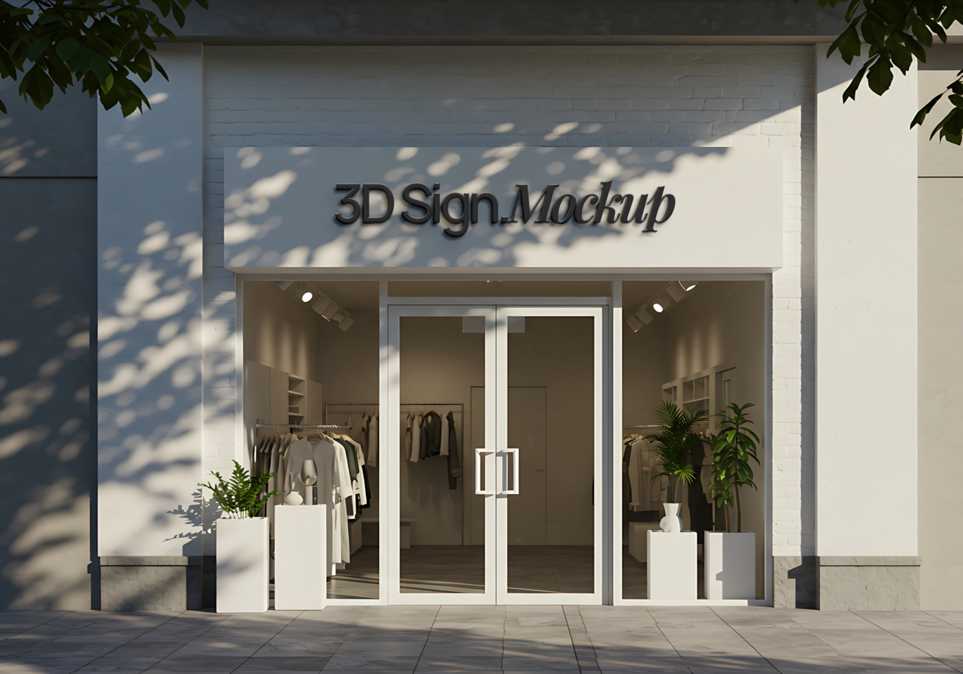 3D Store Signage Professional Mockup with shadow psd