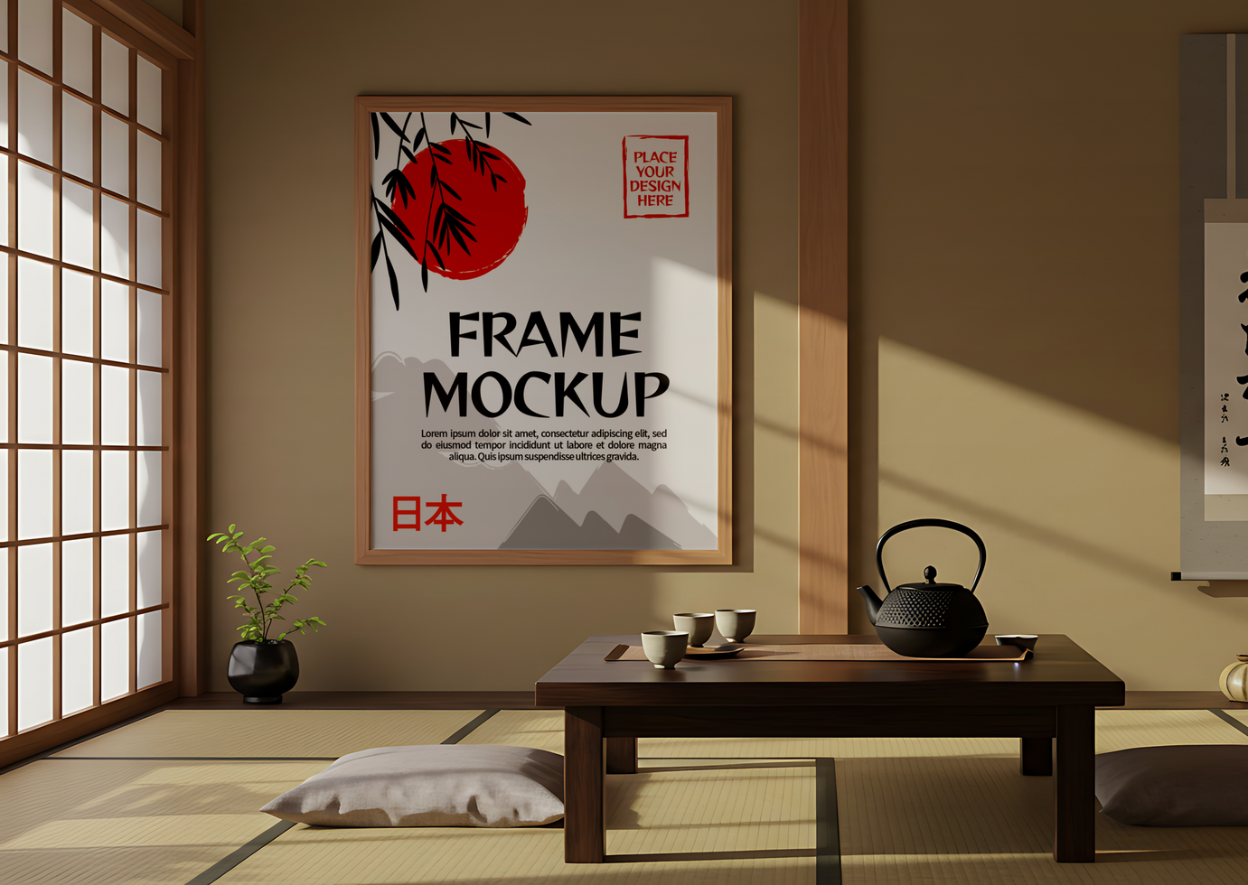 Japanese Frame Mockup decoration psd