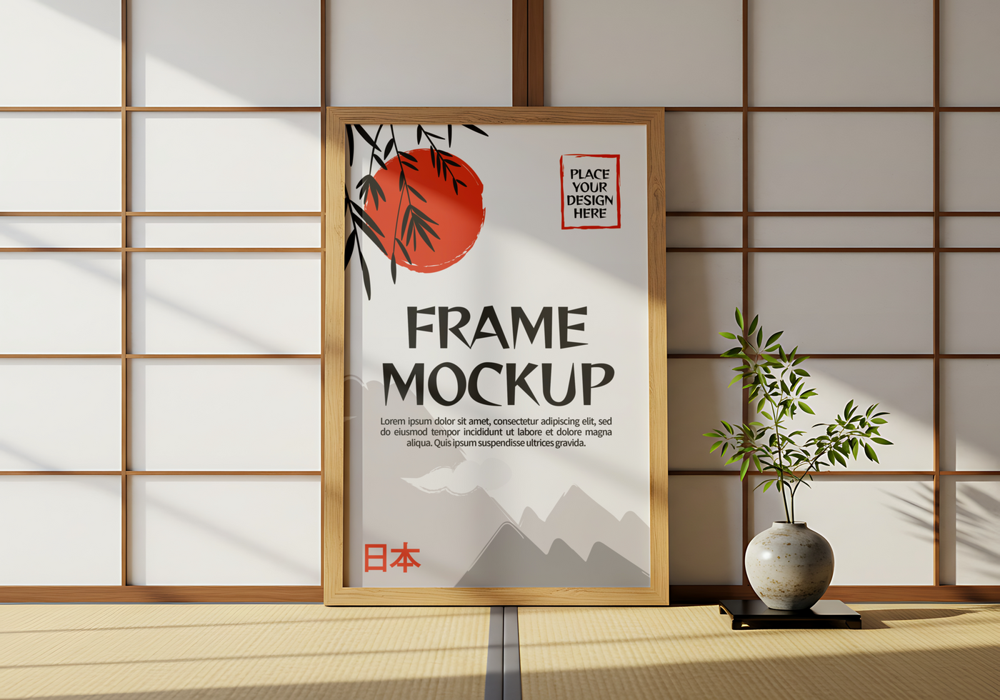 Japanese Frame Decor mockup psd