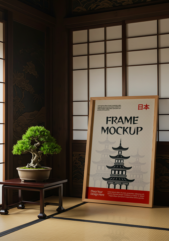 Japanese Frame mockup psd