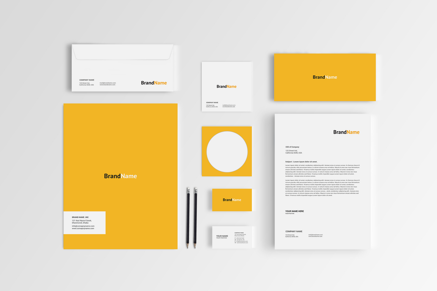 Stationary Mockup Front View Design psd