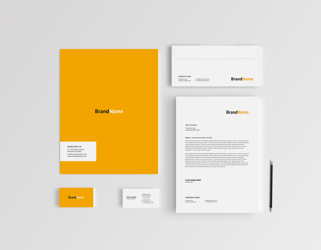 Folder and Letterhead Stationary Mockup Front View Design psd