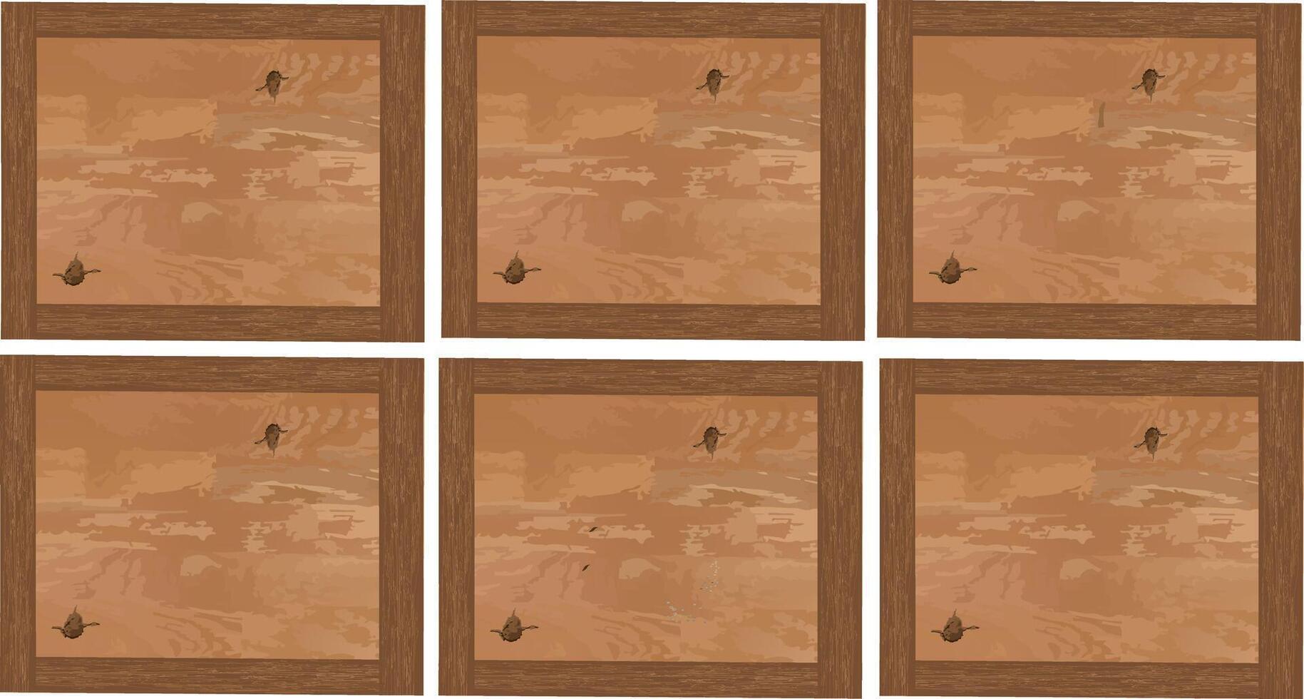 Six frames with a bird on each one vector