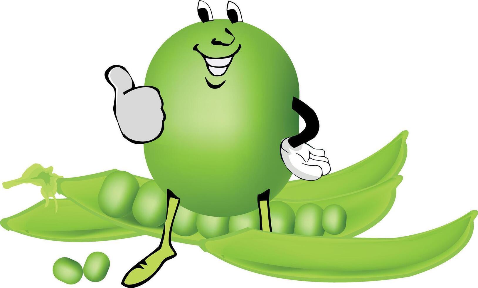 Pea pod cartoon character vector