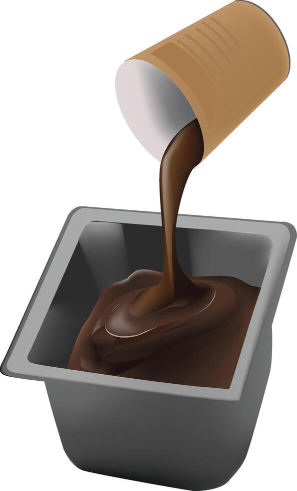 Chocolate pouring into a bowl vector