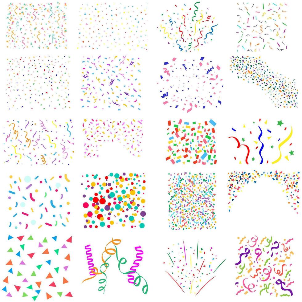 Set of multicolored confetti and ribbons. illustration. vector