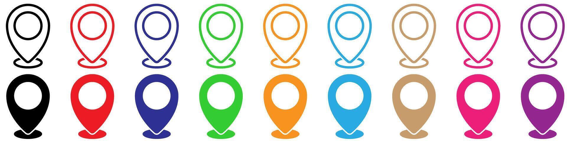 Set of map pointers isolated on a white background. illustration. vector