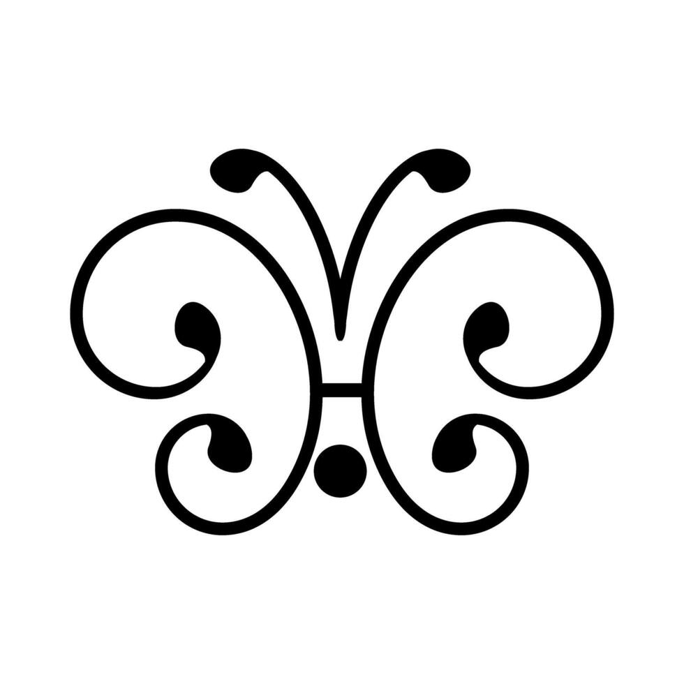 decorative butterfly ornament icon over white background, line style, illustration vector