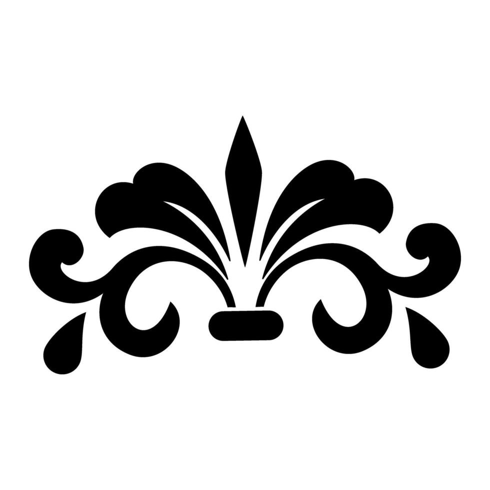 Damask graphic ornament. Floral design element. Black pattern vector