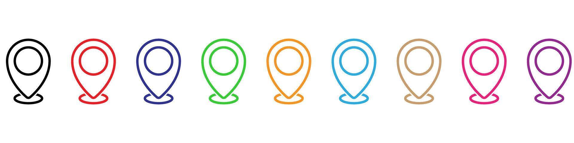 Colorful map pointer icons set on white background. illustration. vector