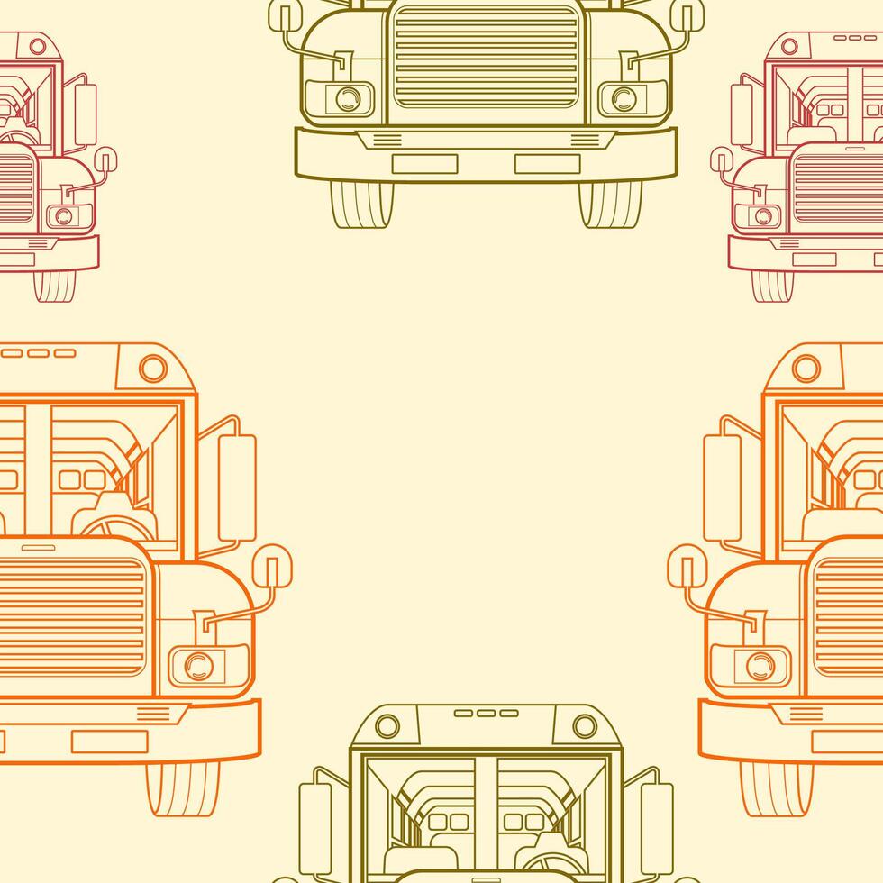 Editable Outline Style Front View School Bus Vectorized Illustration With Various Colors Seamless Pattern for Creating Background of Transportation Vehicle or School and Education Related Design vector