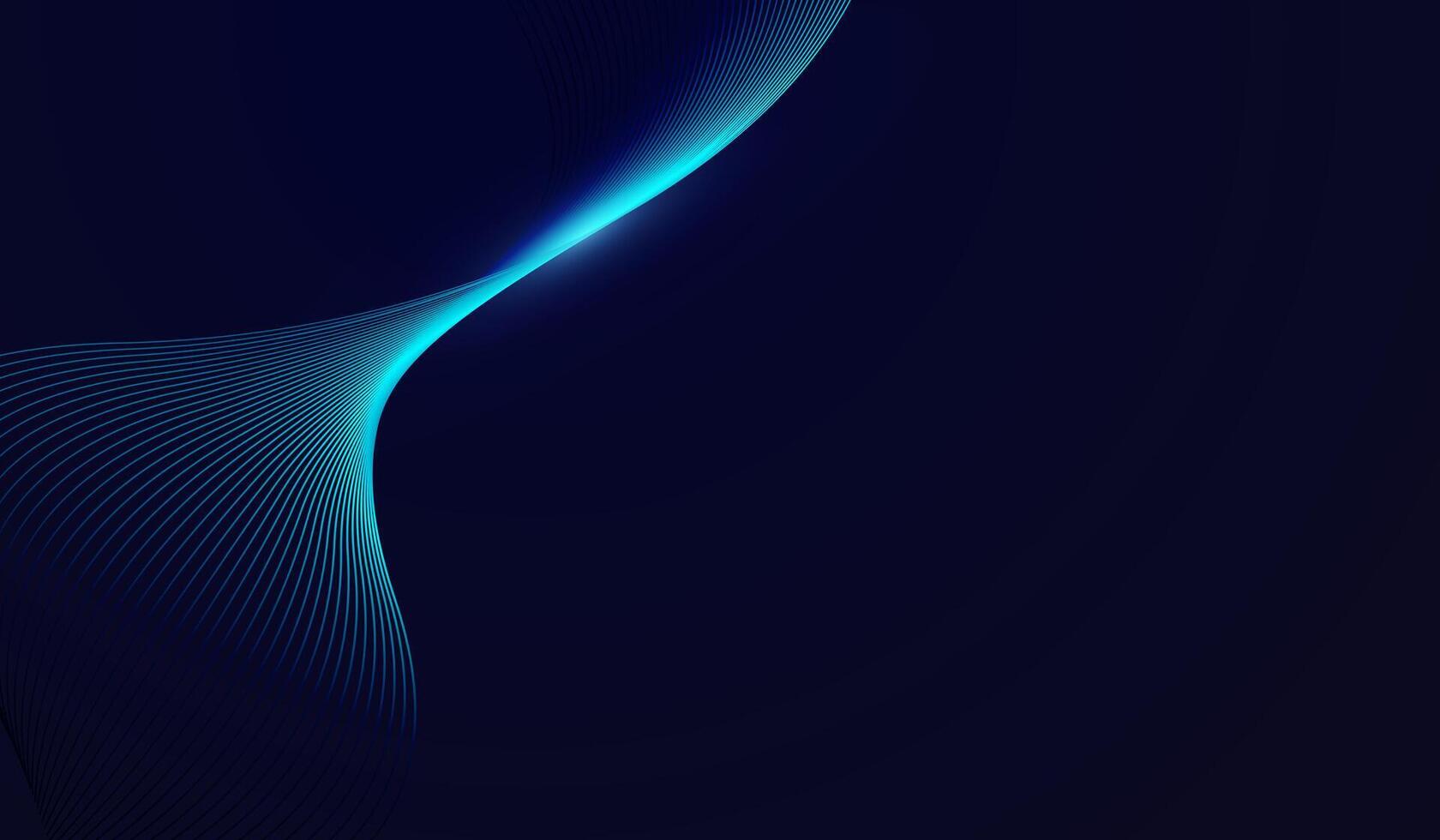 A dark blue abstract background with waving lines pattern for technology and AI concepts in dark background, with blue gradient flowing wave lines. Futuristic technology . vector