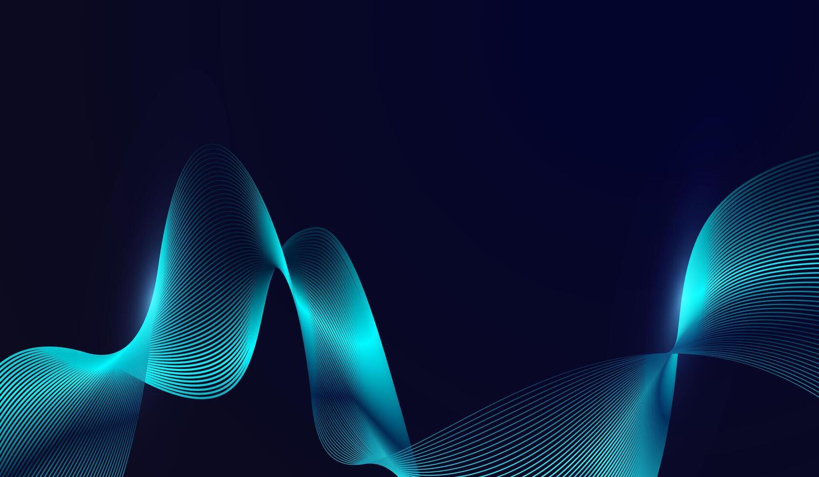 A Futuristic technology dark blue abstract background with waving lines pattern and Abstract glowing wave lines on dark blue background in . vector