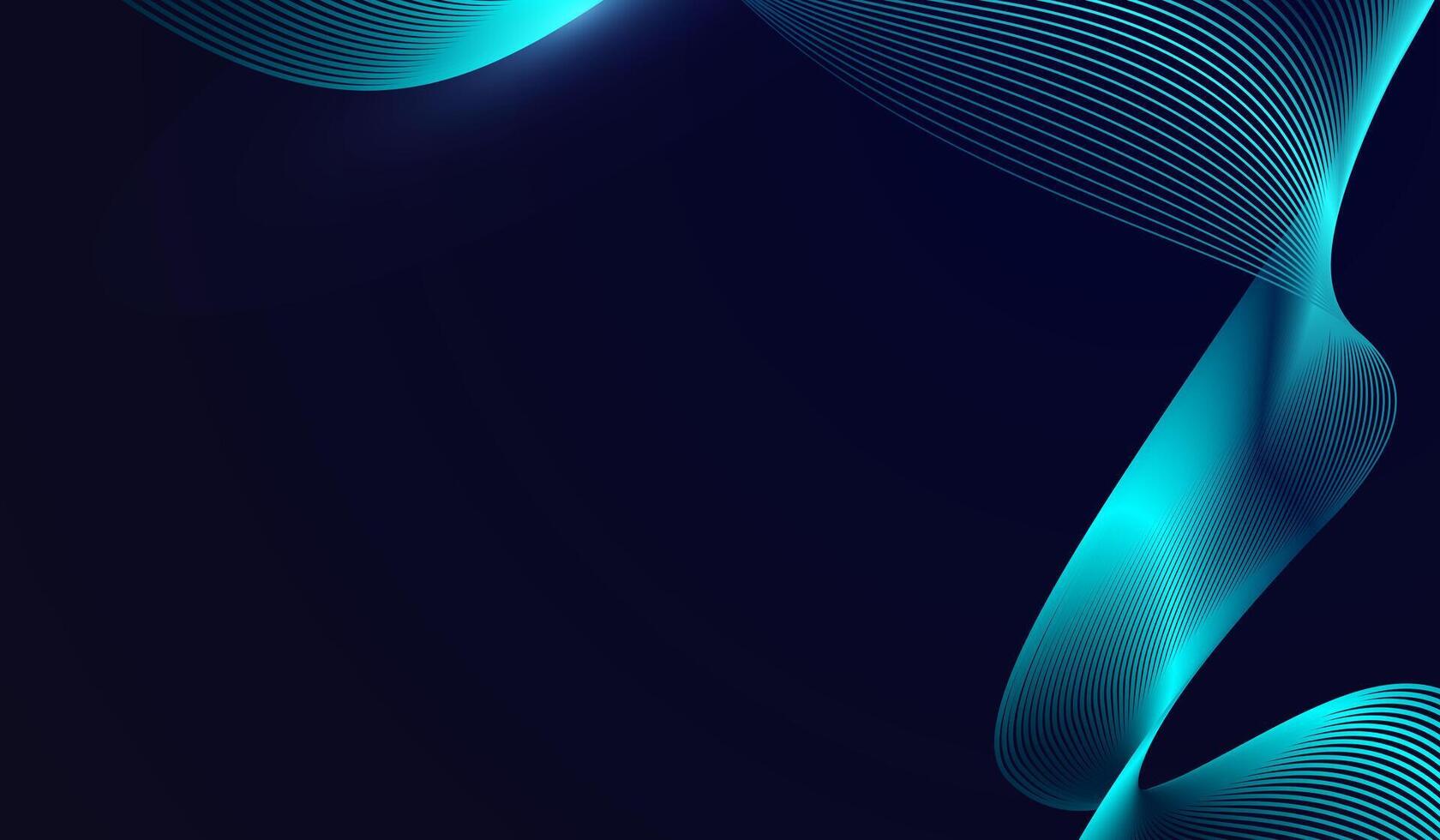 The Abstract glowing wave lines on dark blue background in . abstract composition showcases fluid. A Futuristic technology dark blue abstract background. vector