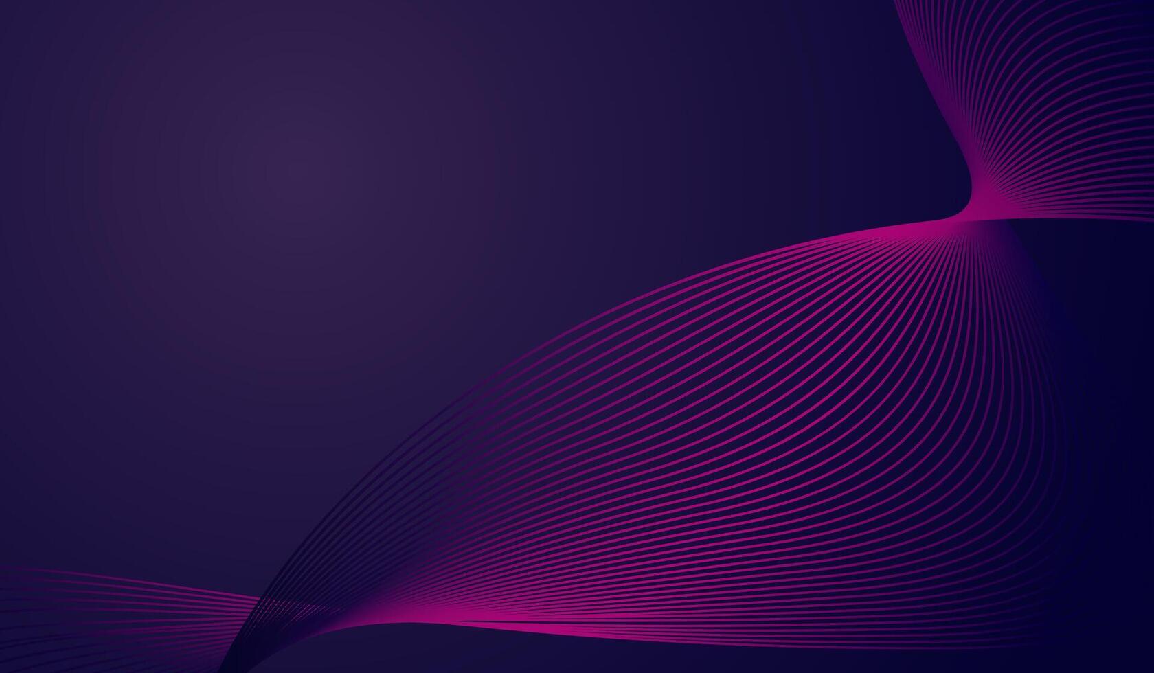 Abstract futuristic flowing wave-like patterns in shades of pink and purple against a deep blue background, waving lines on dark blue background design vector