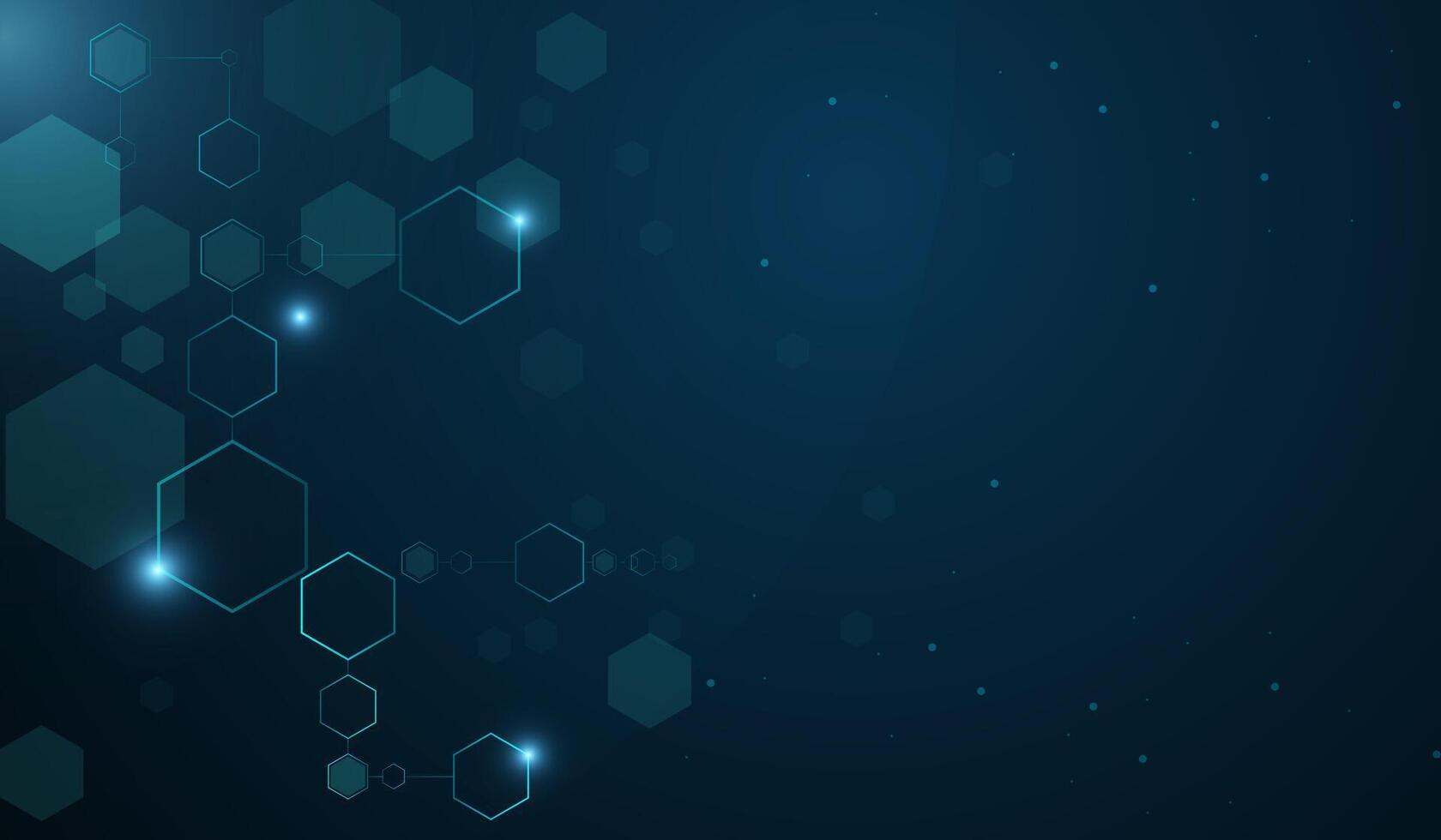 A glowing hexagonal digital connectivity, blockchain, and futuristic technology. illustration vector
