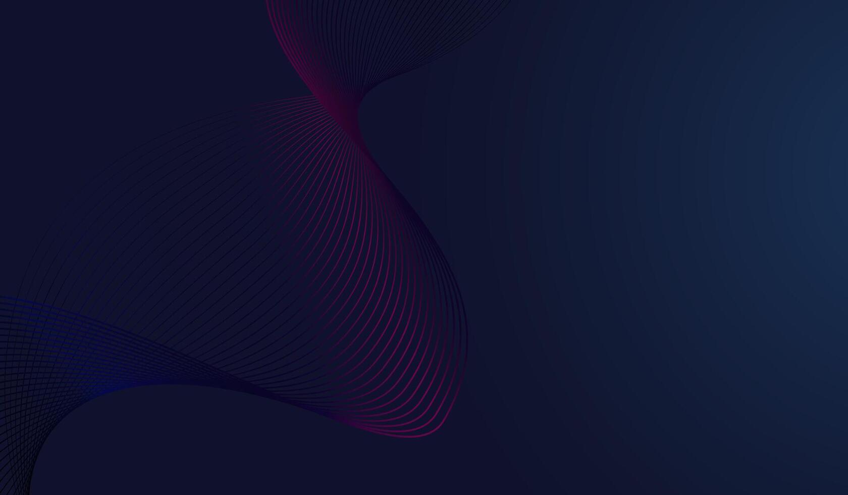 A Dynamic wavy Abstract futuristic lines in shades of pink and purple indeep blue background. A modern, tech-inspired composition with curved lines vector