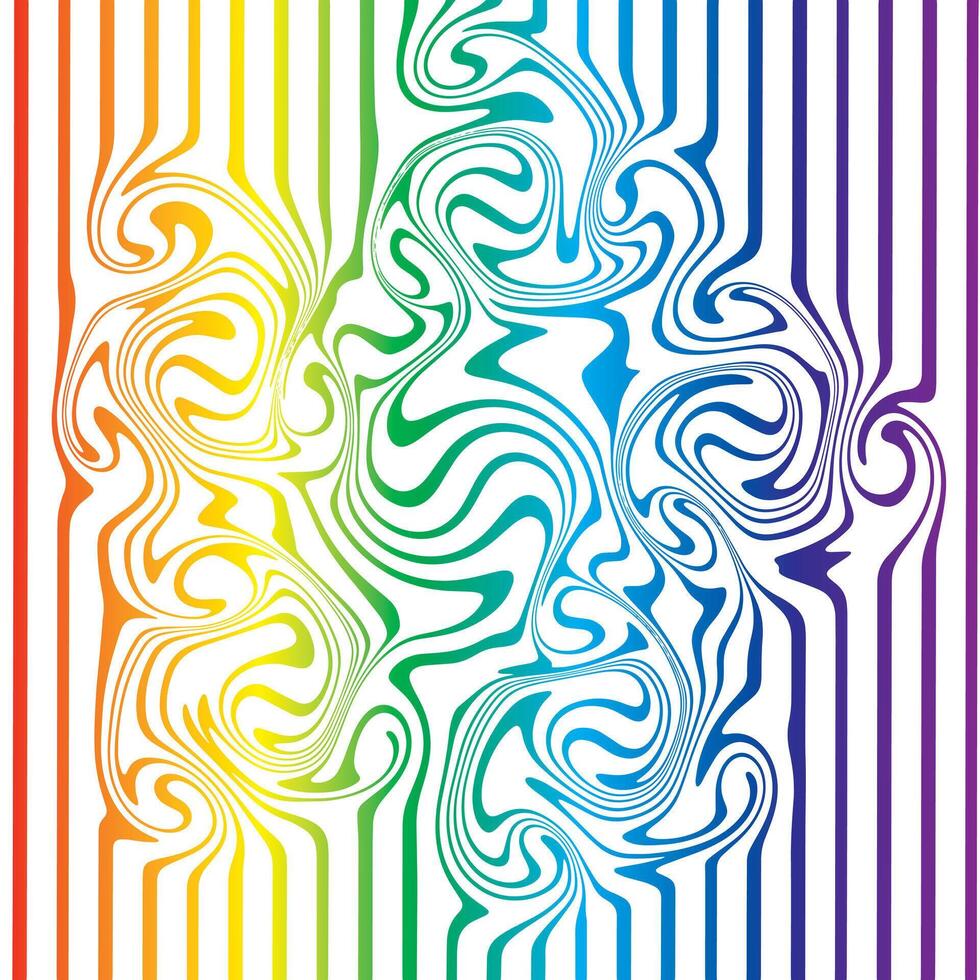 Abstract lines with a twirl effect. It looks as is something stirs the lines around. Rainbow colors with rainbow gradient. vector