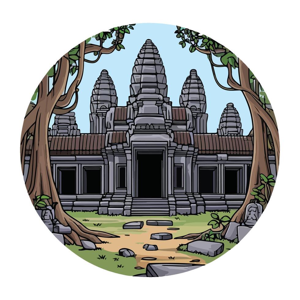 Angkor Ruins Fantasy Travel vector