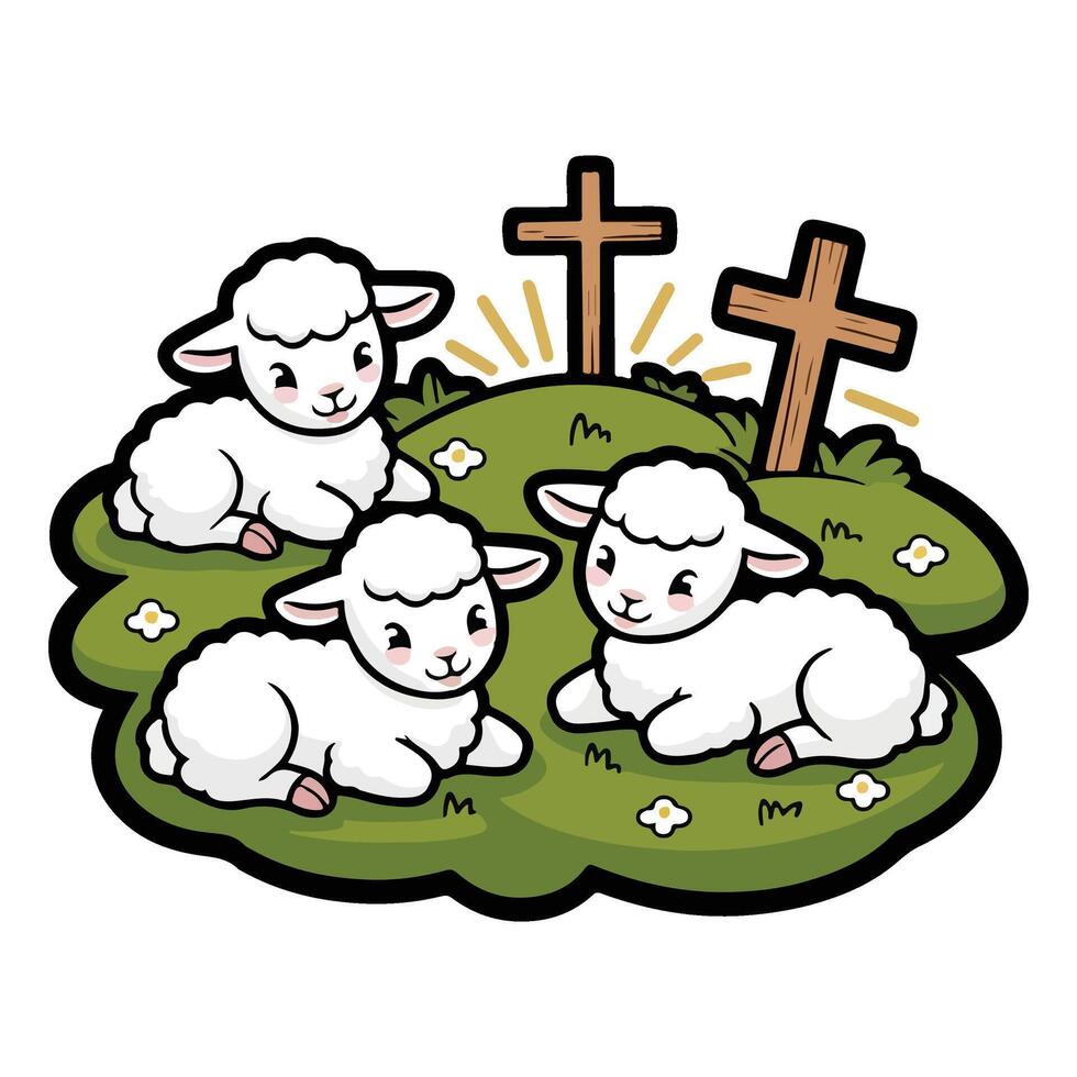 Calm Sheep Resting vector