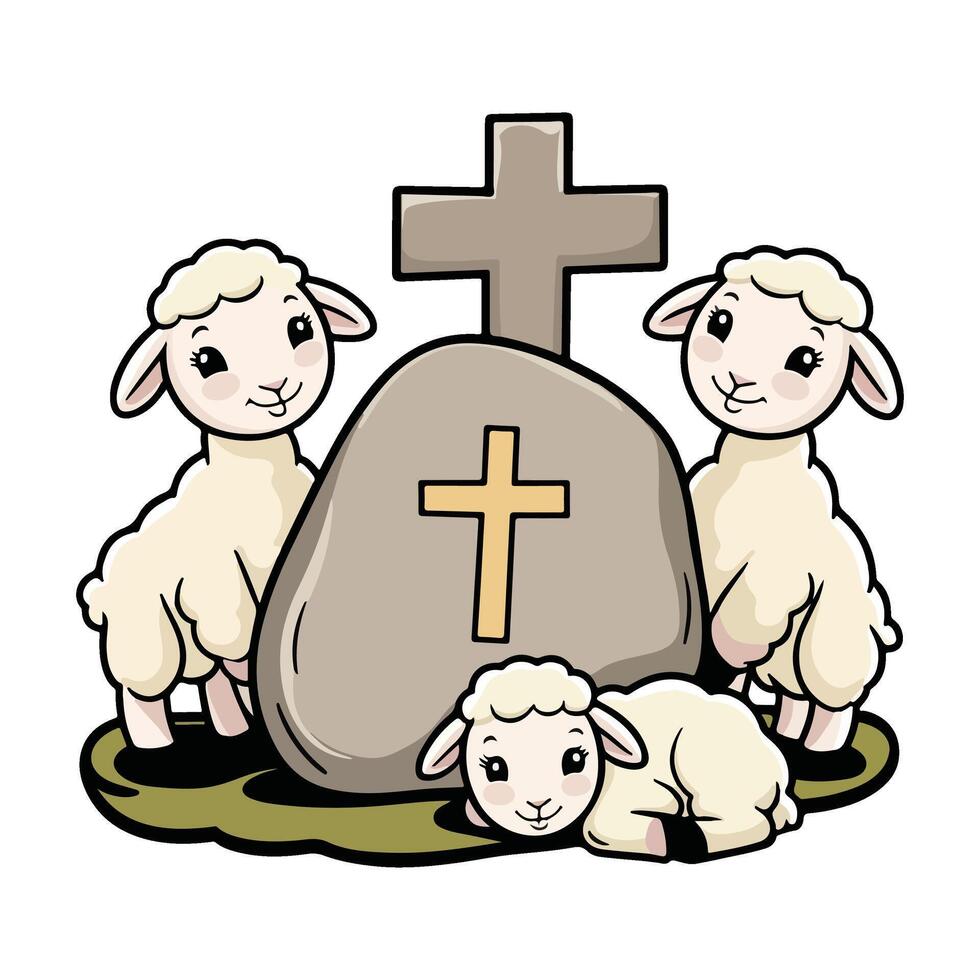 Tranquil Sheep in the Countryside vector