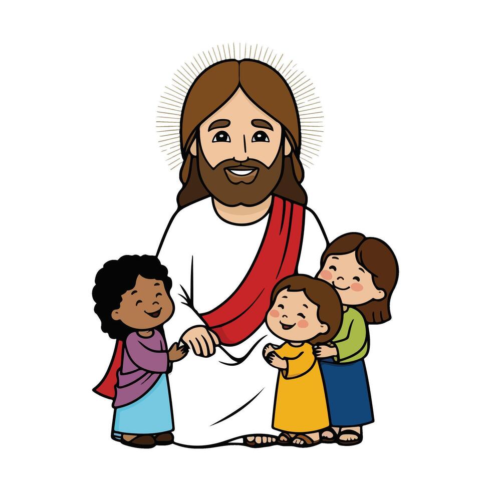 Jesus Blessing the Little Children vector