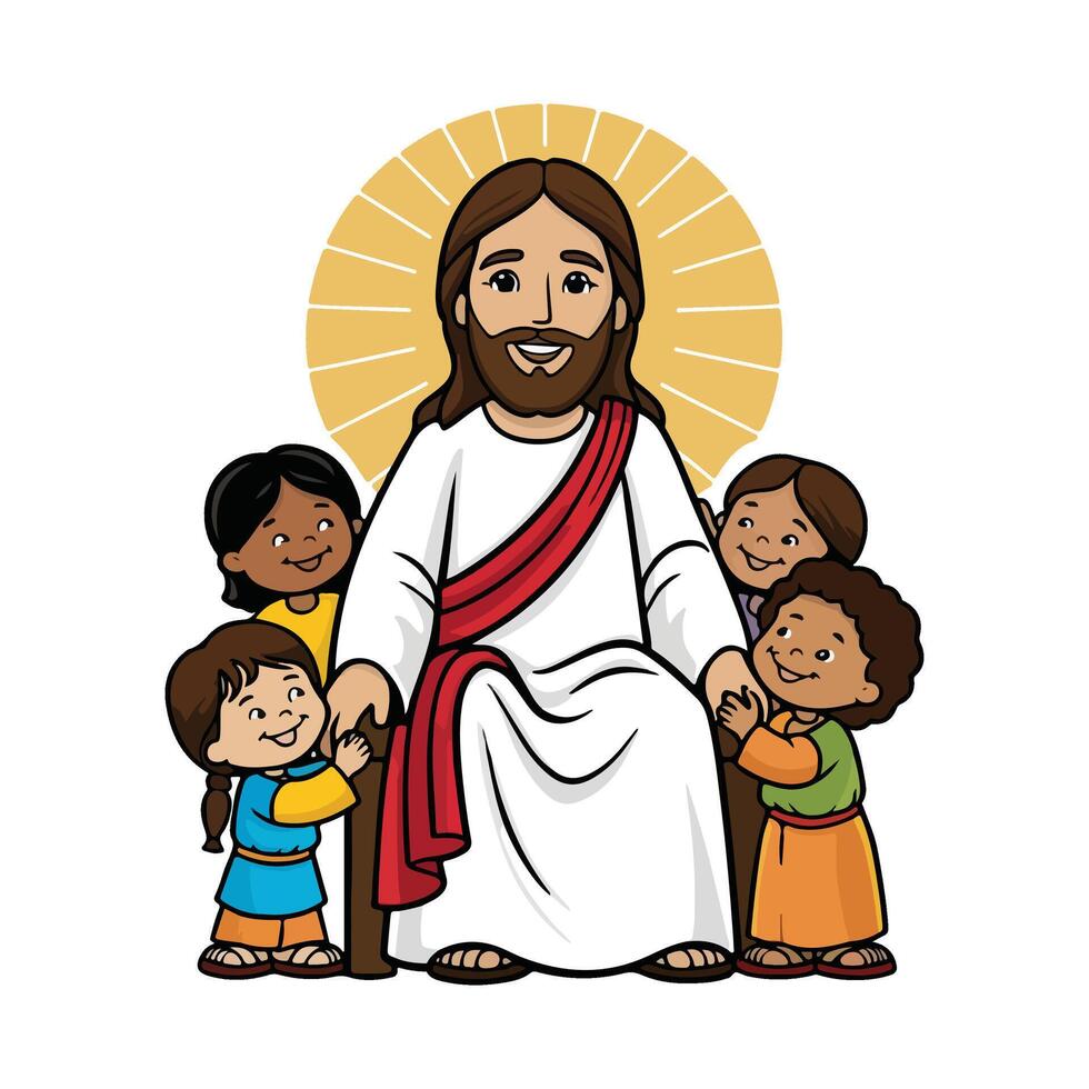 The Love of Jesus for His Children vector