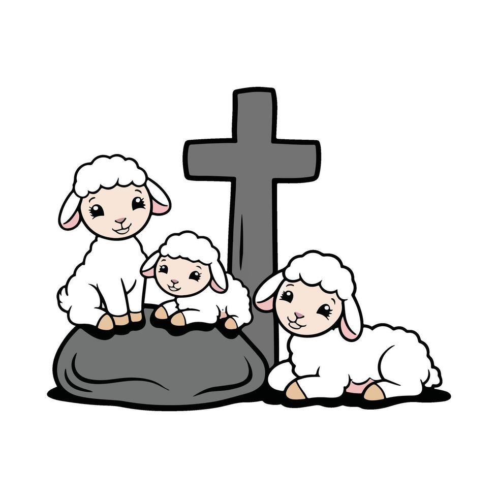 Fluffy Sheep Enjoying the Quiet Moment vector
