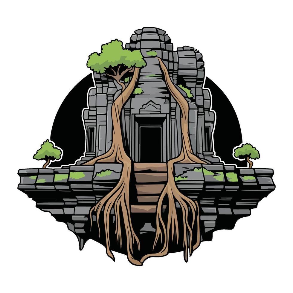 Angkor Ruins Artistic Expression vector