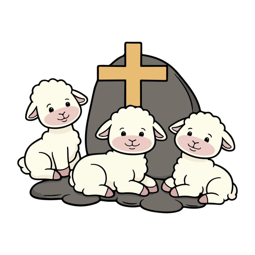 Relaxing Sheep in the Meadow vector