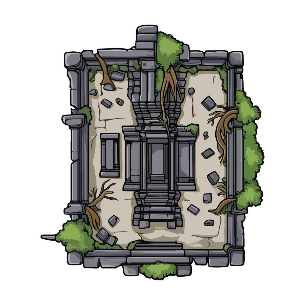 Angkor Ruins Modern Cartoon vector