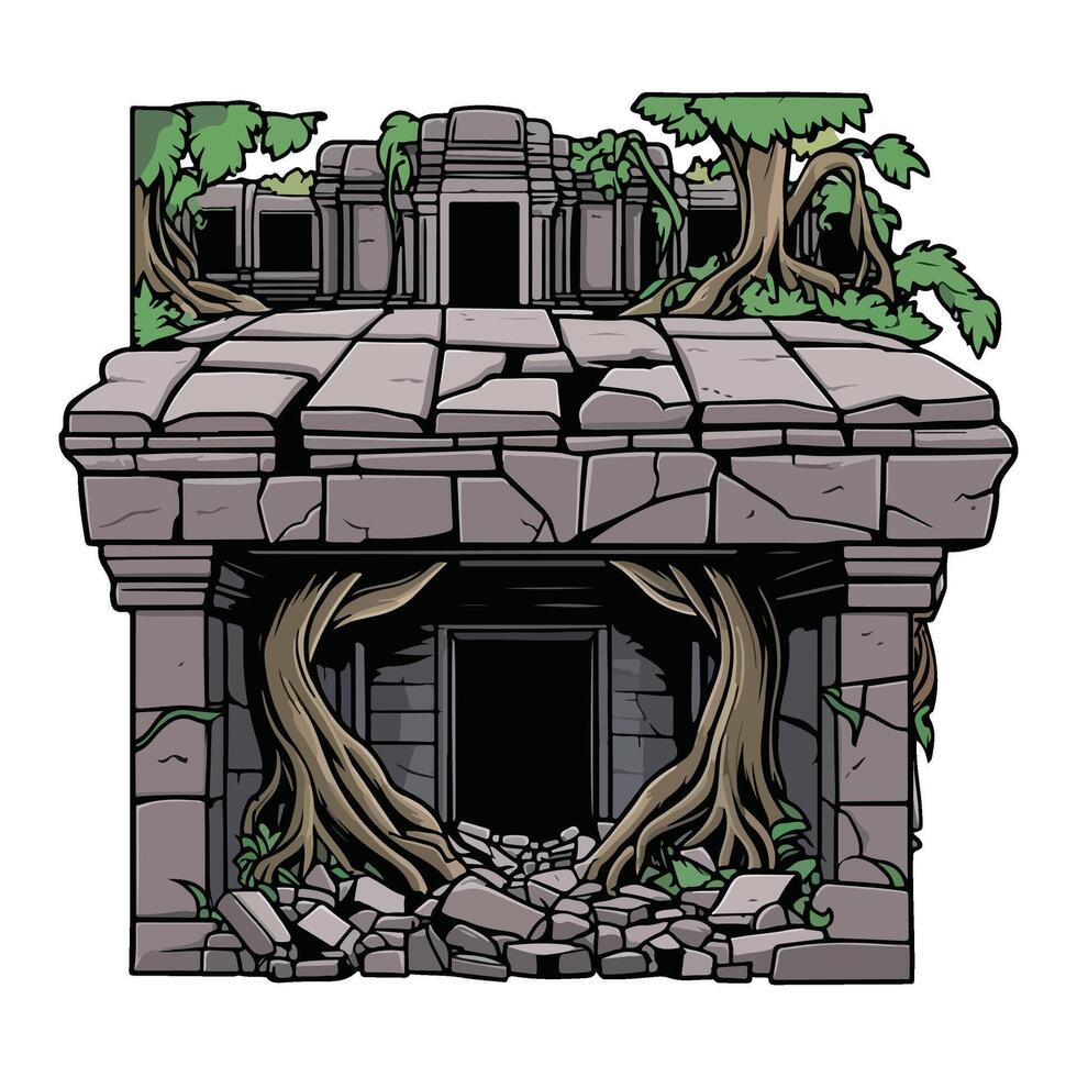 Angkor Ruins Playful and Fun vector