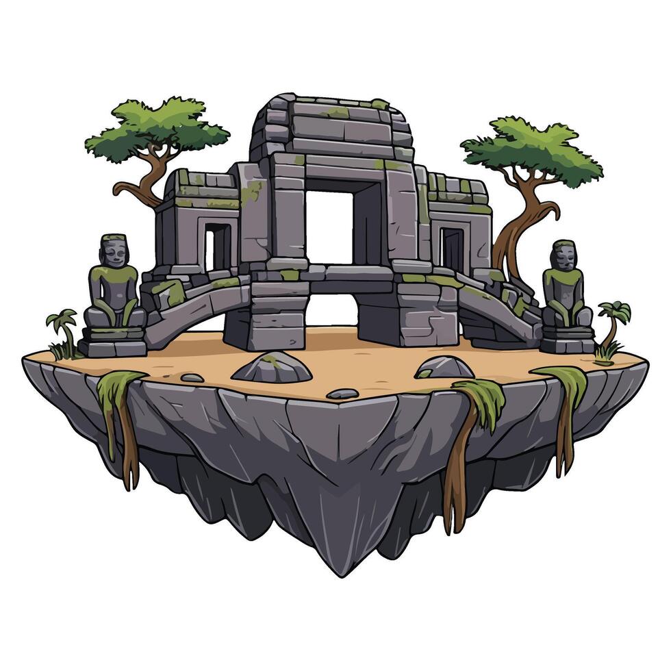 Angkor Ruins Sticker Design vector