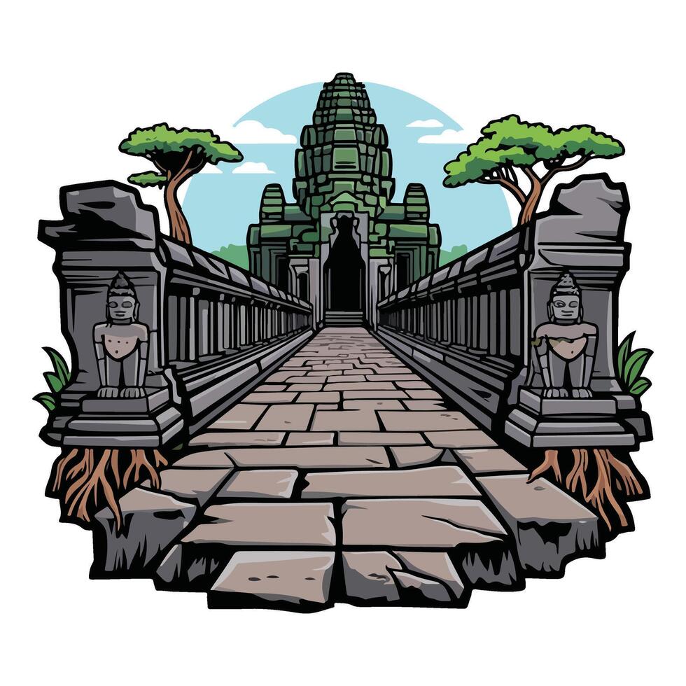 Angkor Ruins Semi Realistic vector