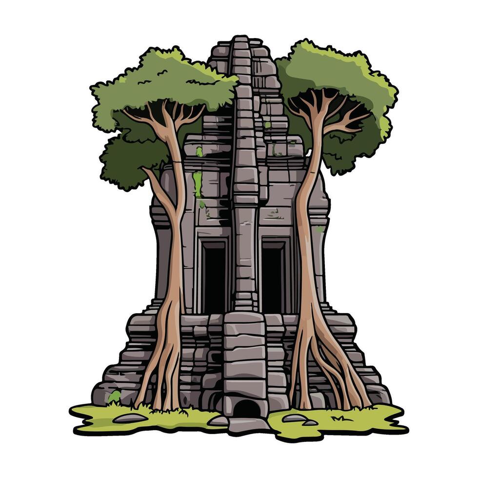 Angkor Ruins Graphic Design vector