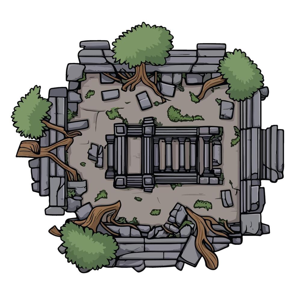 Angkor Ruins Digital Art vector