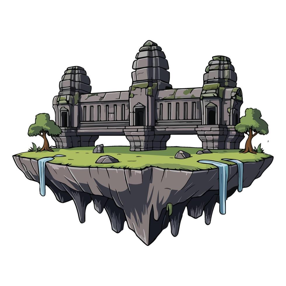Angkor Ruins Bold Cartoon vector