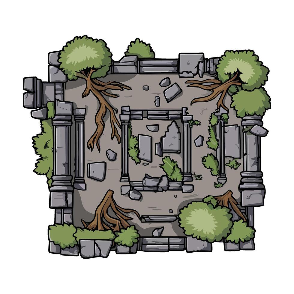 Angkor Ruins Flat Design vector