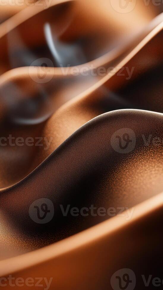 Luxurious fabric showcasing elegant waves and textures in warm brown tones during soft lighting conditions photo