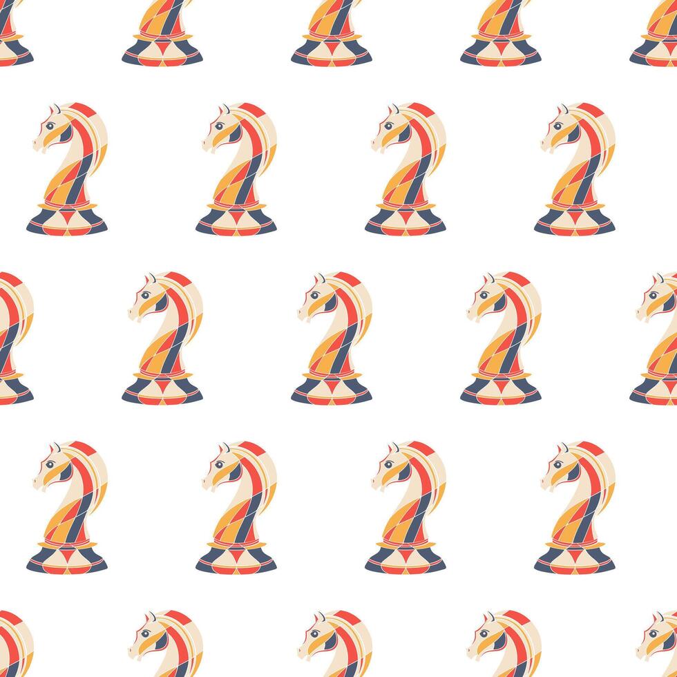 Colorful pattern with chess knight. Seamless pattern with chess knight on white background. Print vector