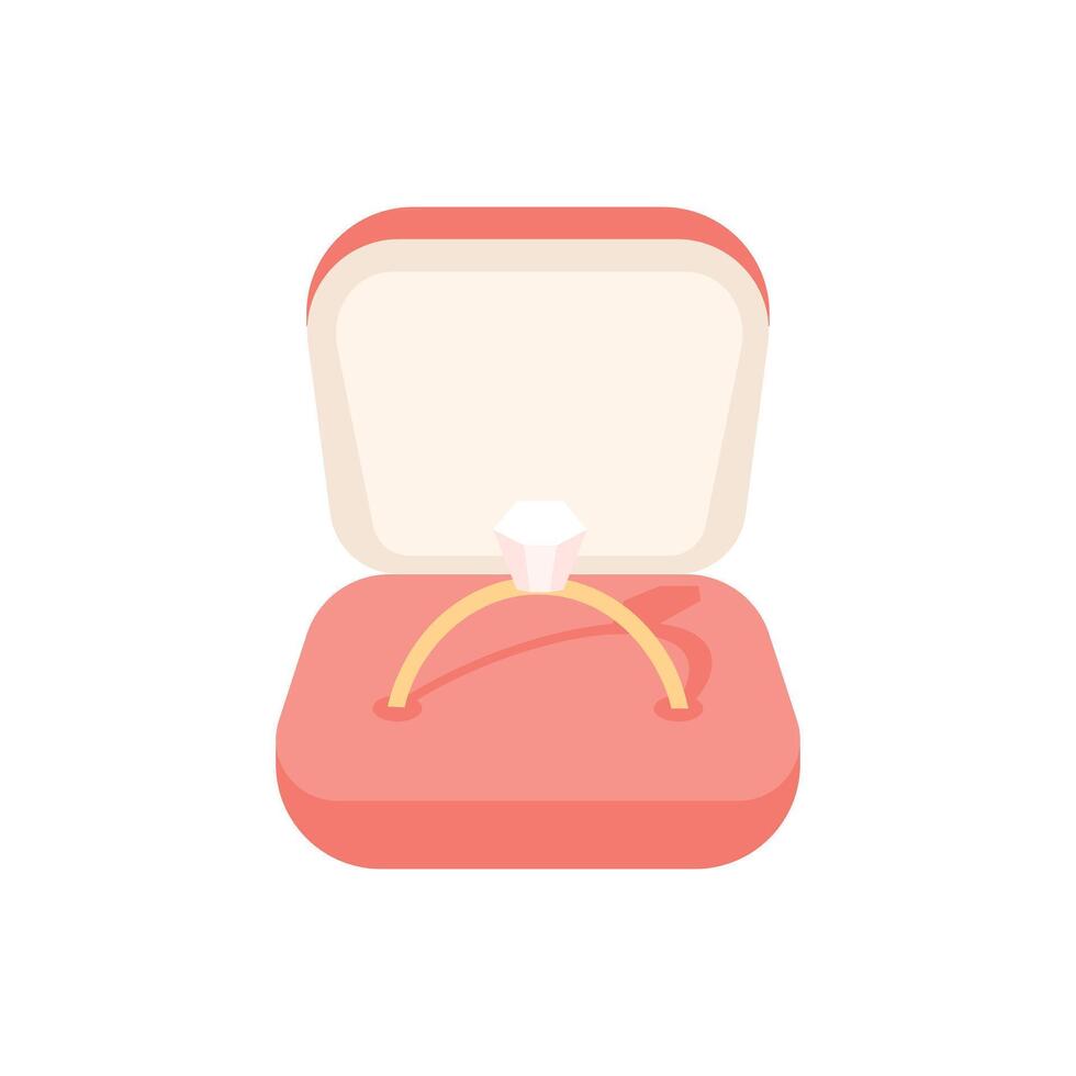 Wedding ring in a box icon. Marriage proposal concept. Flat style illustration. vector