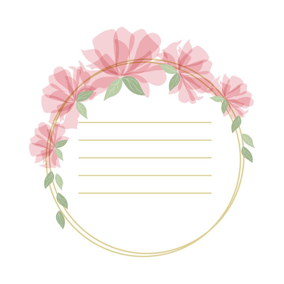 Floral frame with pink flowers. Wedding invitation with space for text. Design for birthday, anniversary card vector