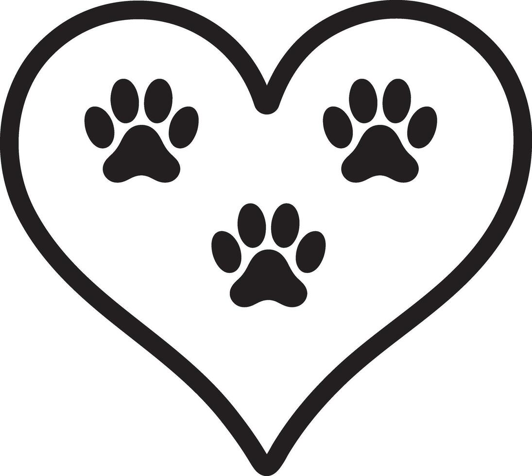 Paw silhouette with love sign on white background vector