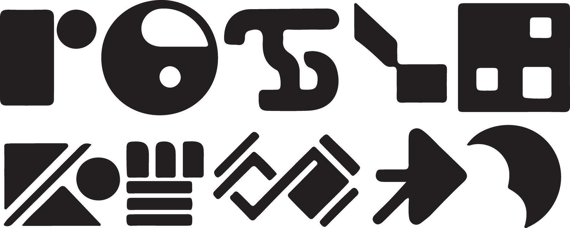 Brutalist shapes with trendy Y2K aesthetics and retro postmodern abstract elements vector