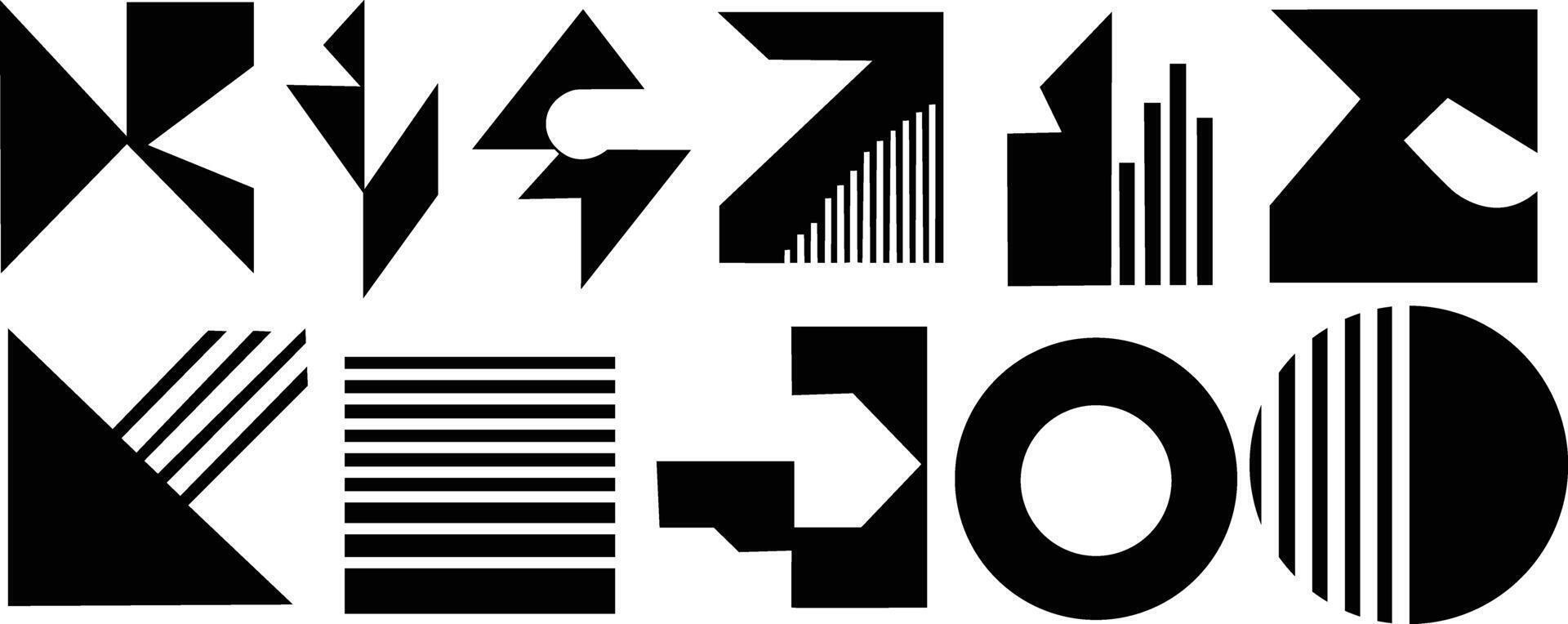 Trendy retro design symbols with distortion glass effect and postmodern brutalist shapes vector