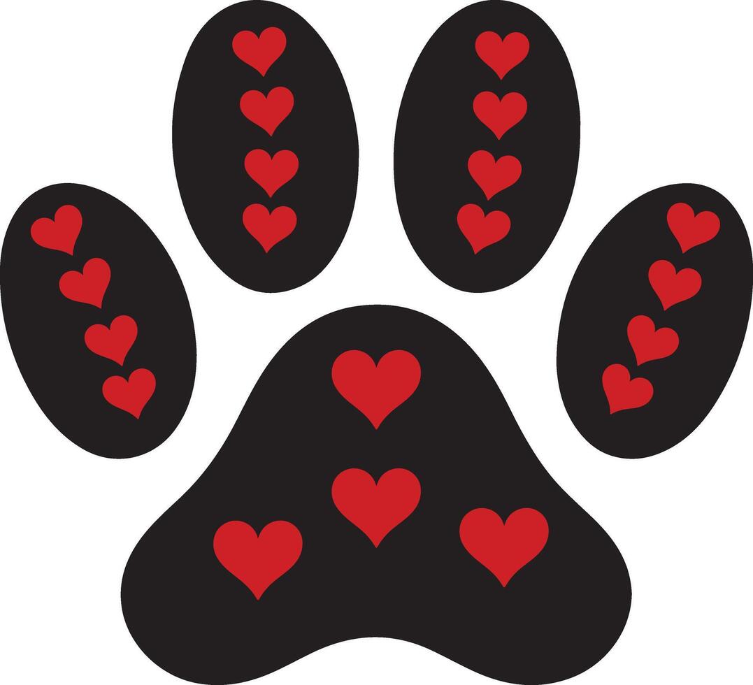 Dow paw design with love sign for animal lovers vector