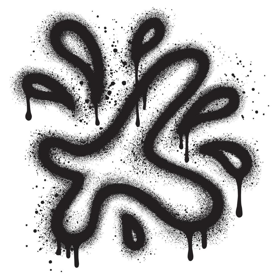 Water splash graffiti with black spray paint isolated on white background. vector