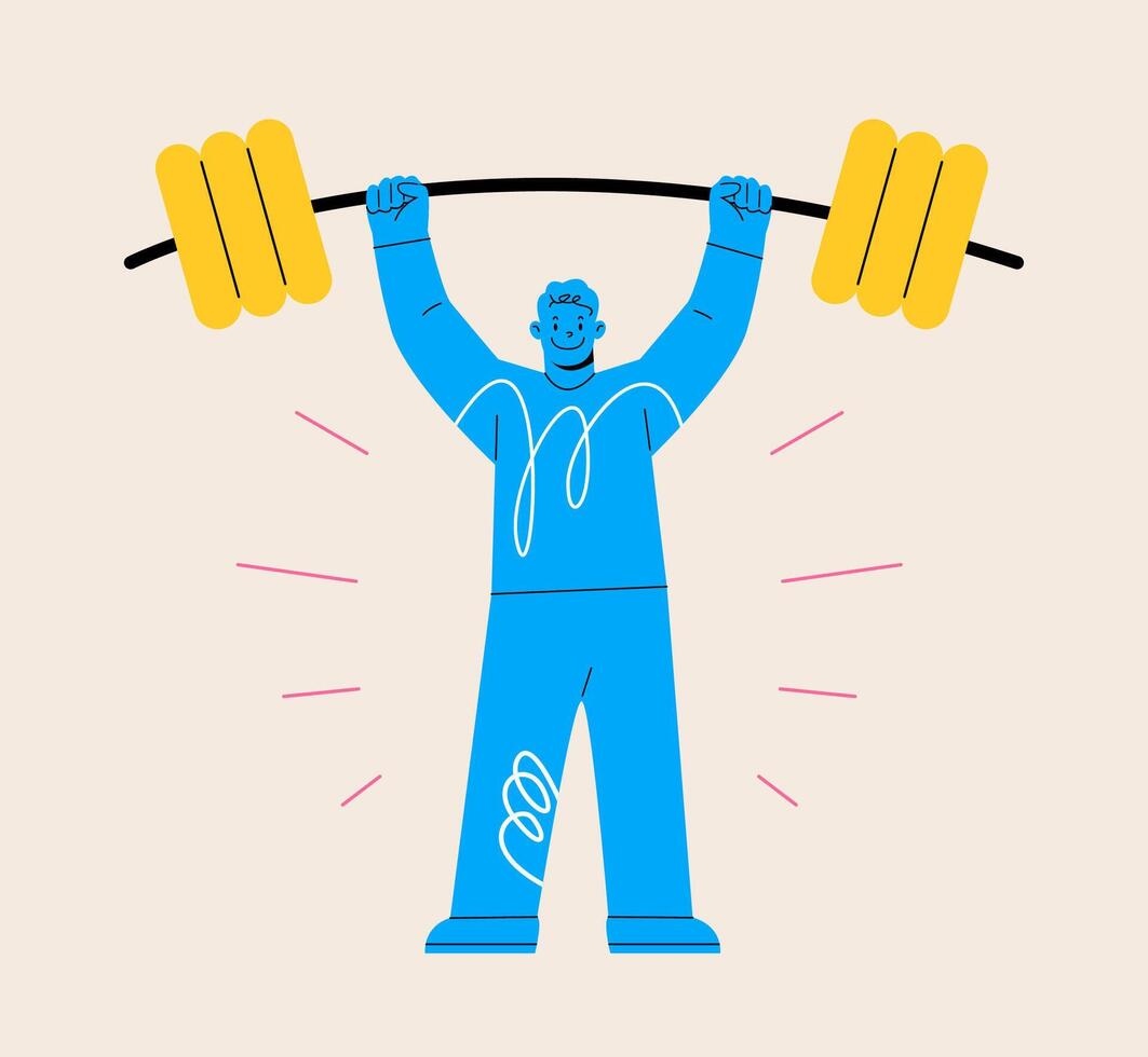 Man lifting weight. Colorful illustration vector