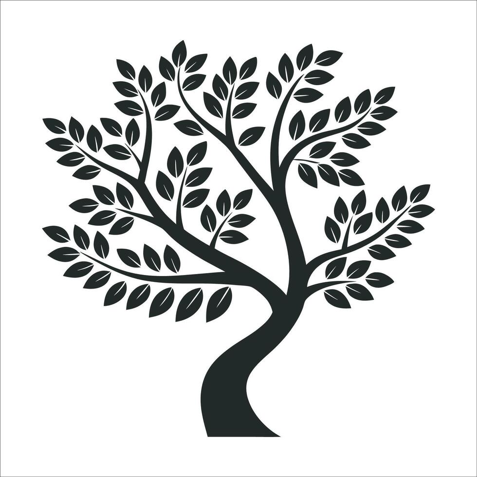 Elegant Tree Silhouette with Leaves Symbol of Growth and Nature vector