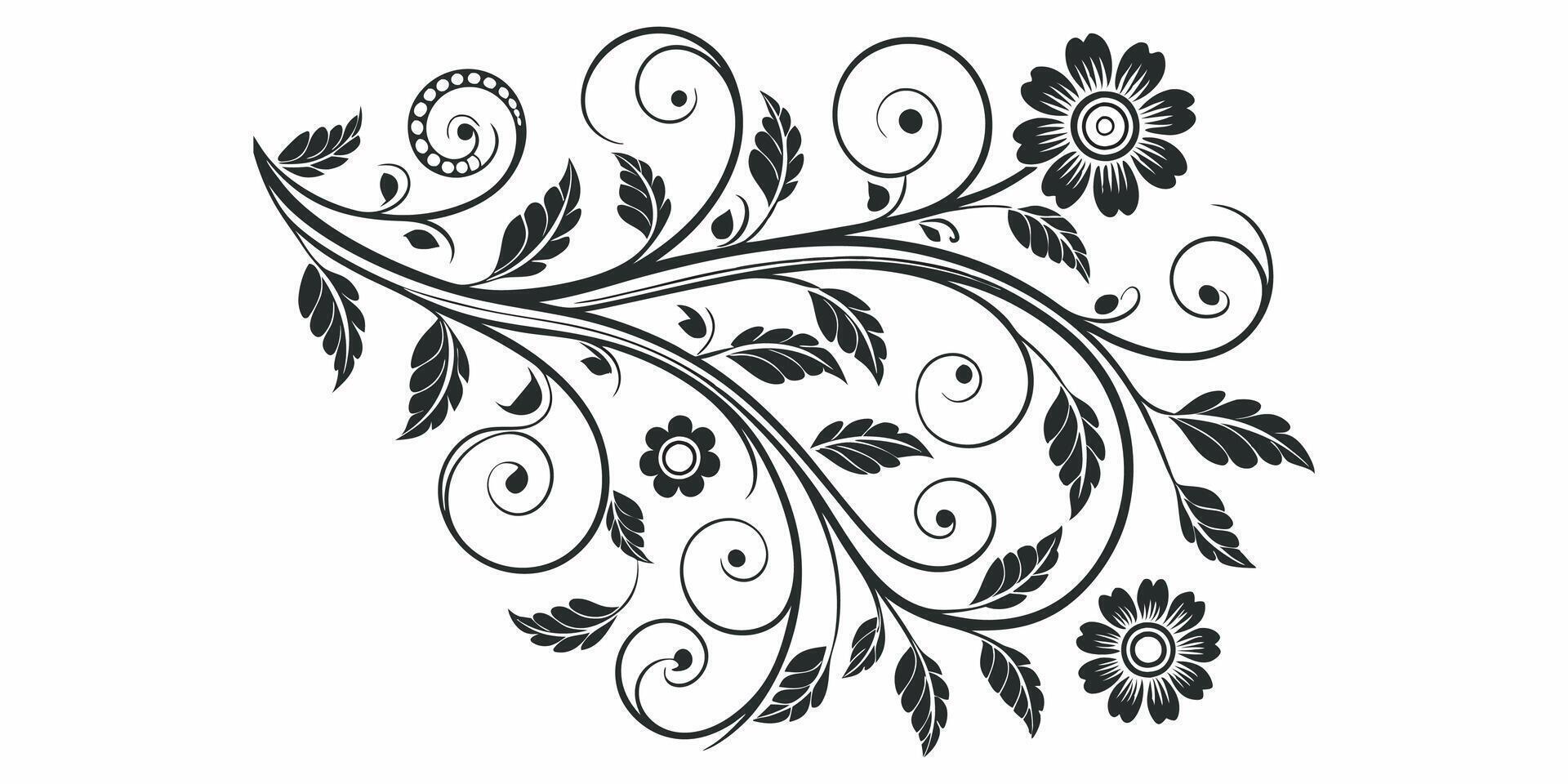 Elegant Black and White Floral Pattern Seamless Ornamental Design for Backgrounds vector